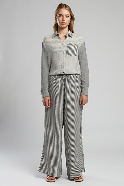 Lee Cooper Standart Bel Straight Siyah - Ekru Kadın Pantolon 252 LCF 221005 R...