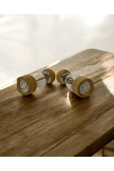GİTTİGİTTİ 2'Ll Bamboo Glass Decorative Spice Rack Salt Shaker