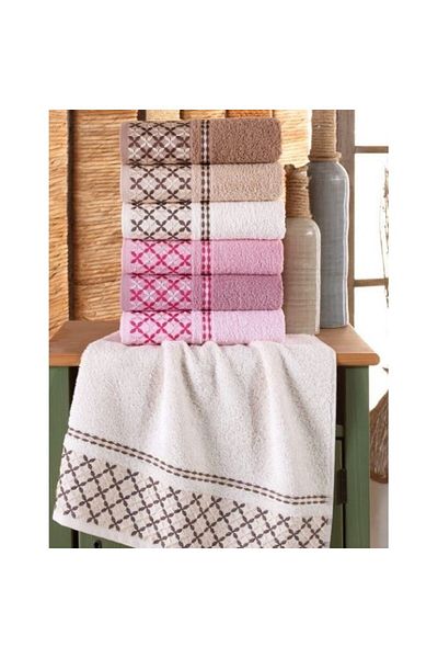 Kotonia Home Set of 6 Towels - Family Carry, 100% Cotton, 50x90 Cm, Multicolor