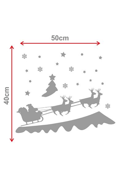 MIGNATIS New Year Decoration Yellow Santa Claus And Deers Sticker Decal 40x50 cm