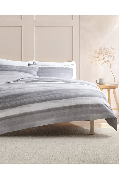 Madame Coco Noun Bedrucktes Bettbezug-Set aus Baumwolle, Kingsize, Grau