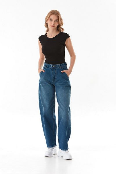 Fulla Moda Jean skater cu talie înaltă cu fermoar
