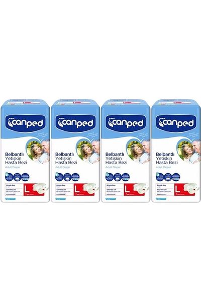 Canped Adult Polyethylene Patient Diapers - with Waistband, Large Size 28 Pieces (4Pk*7)