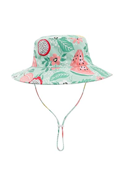Petityu UPF50+ Güneş Korumalı Karpuz Desenli Mint Yeşili Pembe Şapka