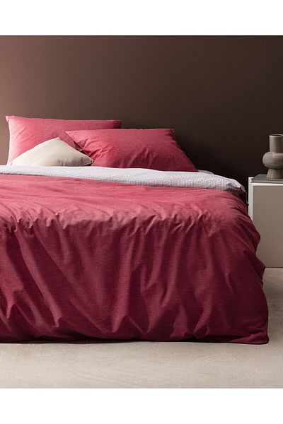 Madame Coco Juin Bedrucktes Bettbezug-Set aus Baumwolle für Einzelbett, Weinrot