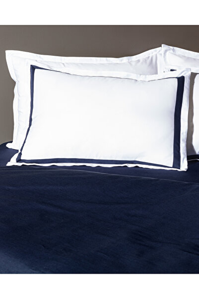 Madame Coco Jeanne Satin-Bettbezug-Set mit Bordüre, Kingsize, Weiß/Marineblau