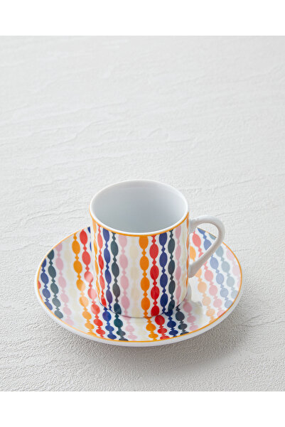 English Home Colorful Feliz Porcelain 4 Piece Coffee Set for 2 People 80 ml