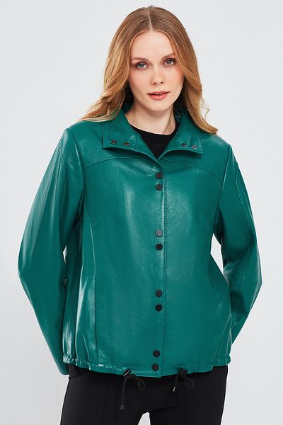 Derimod Lopez Women's Green Oversize Leather Jacket - 24sge5181r3