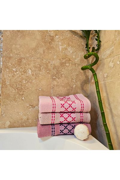 Kotonia Home Set 3 prosoape Kotonia Home - Family Carry, 100% Bumbac, dimensiune 50x90 cm, Rose