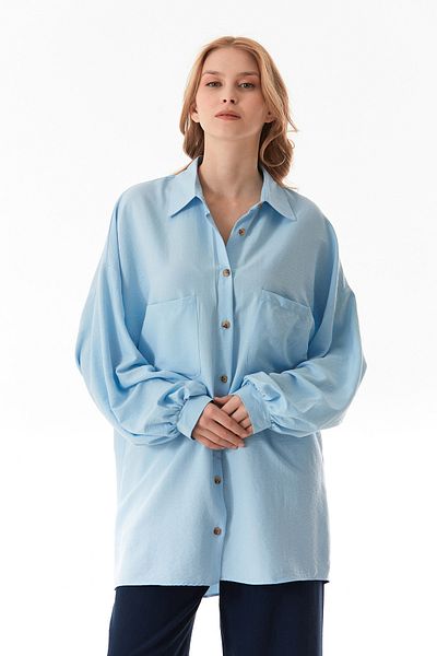 Fulla Moda Cămașă Fullamodest Oversize cu mâneci cu balon