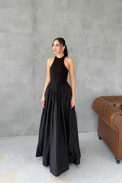 Seda Yalçın Atelier Black Back Detail Taft Dress