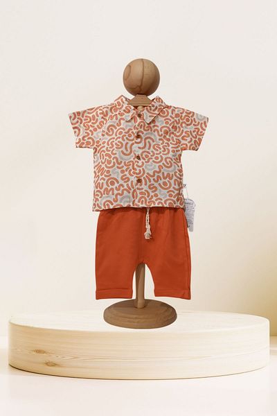 Baby s Breath Flower Colorful Patterned Shirt Shorts 2 Piece Set 6-12-18-24 Months 2-Piece Baby Boy Outfits