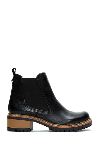 Derimod Women's Black Leather Chelsea Boots 24Wfd 181218
