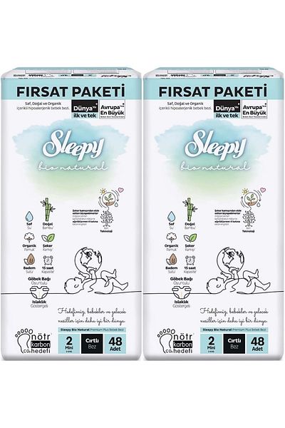 Sleepy Baby Diaper Bio Natural Size 2 (3-6kg) 96 Pieces Economic Opportunity