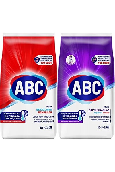 ABC Matik Toz Çamaşır Deterjanı 20kg (2PK*10KG) Karma Set Klasik & Sık Yıkana...