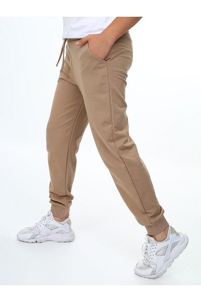 Denokids Beige Basic-Jogginghose für Unisex-Mädchen und Jungen