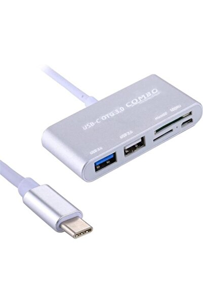 Techmaster Type-c Usb C 3.1 Kart Okuyucu 2 Usb 3.0 Hub Micro Usb Şarj Girişi