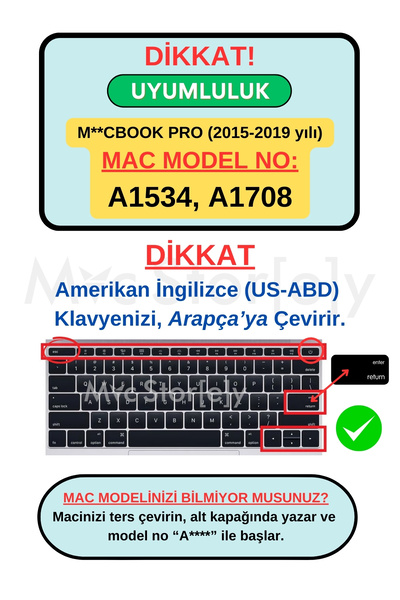Mcstorey Arapça Klavye Koruyucu Macbook Pro Kılıf A1708 A1534 Ile Uyumlu (US-ABD)