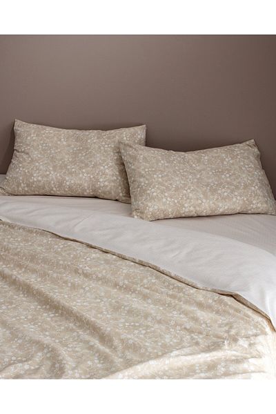 Madame Coco Fiance Einzelbettbezug-Set, 100 % Baumwolle, Ranforce-Druck, Beige
