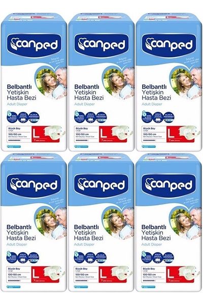 Canped Adult Waistband Diapers - Polyethylene L-Large, Large Size 42 Pieces (6Pk*7)