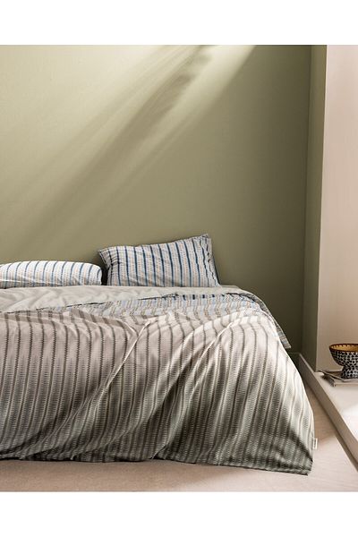 Madame Coco Parfaid Doppeltes Bettbezug-Set aus Baumwolle mit Print - Khaki