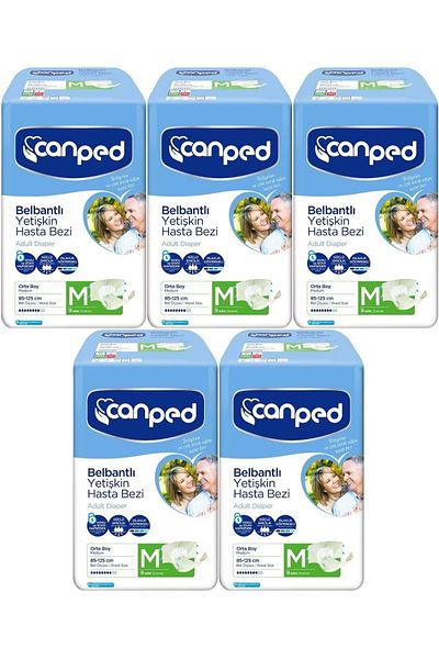 Canped Adult Waistband Diapers - Medium-M Medium Size, 45 Pieces (5Pk*9)