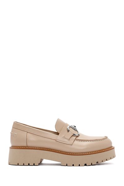 Derimod Loafer de damă din piele bej cu talpă groasă masculină - 24sfd 180518