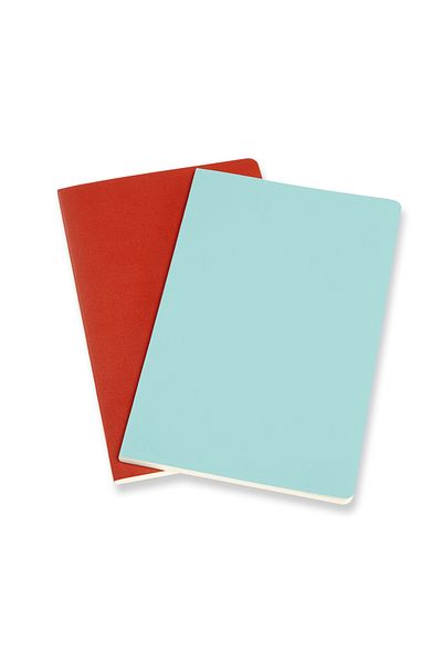 Moleskine Volant Unlined Notepad Soft Cover 96 Sheets 2-Pack Coral + Aqua Blue