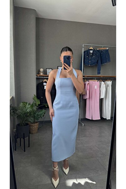 YOUR NAME Boyundan Askılı Midi Elbise