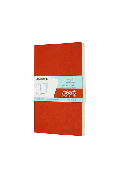 Moleskine Volant Unlined Notepad Soft Cover 96 Sheets 2-Pack Coral + Aqua Blue