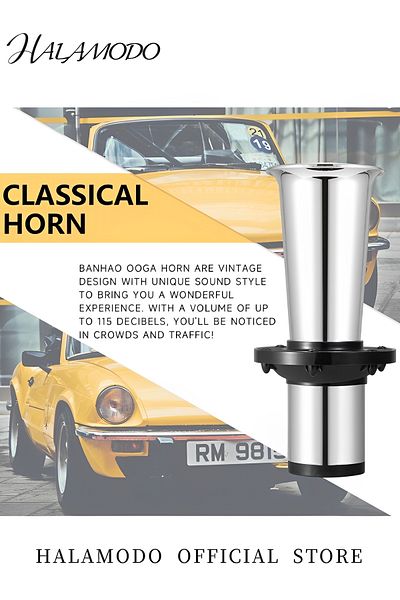 HALAMODO 2PCS Car Air Horn Set Classical Car Horn 12V Vintage Horn Old Style Loud Ahooga Horn Car Electrical