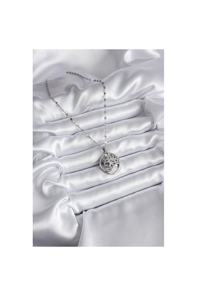 Skygo 316L Steel Silver Color Zircon Stone Cougar Model Women's Necklace - TJ-BKO8177
