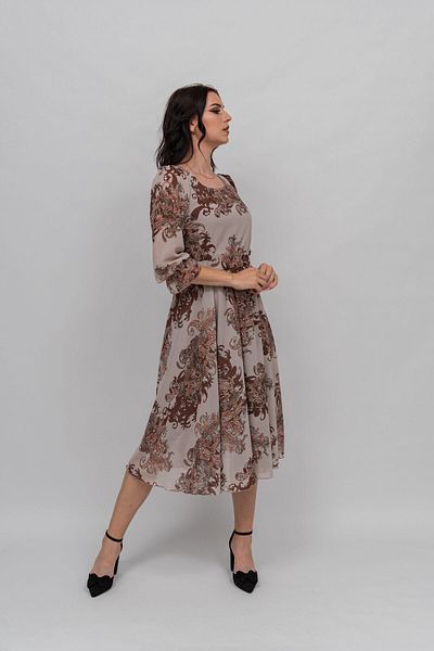 Gorgeaux Ania Grey Floral Print Dress - 3XL(46)