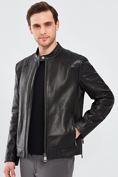Derimod Jackson Erkek Siyah Slim-fit Spor Deri Mont 24sgd6523ve