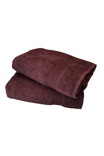 Kotonia Home Set of 2 Deco Bath Towels - 50x90 Cm, 100% Cotton, Brown