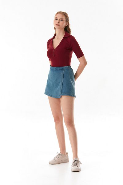 Fulla Moda Body modal din lycra cu guler polo de bază