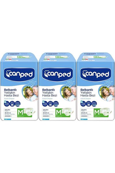 Canped Adult Waistband Diapers - Medium-M Medium Size, 27 Pcs (3Pk*9)