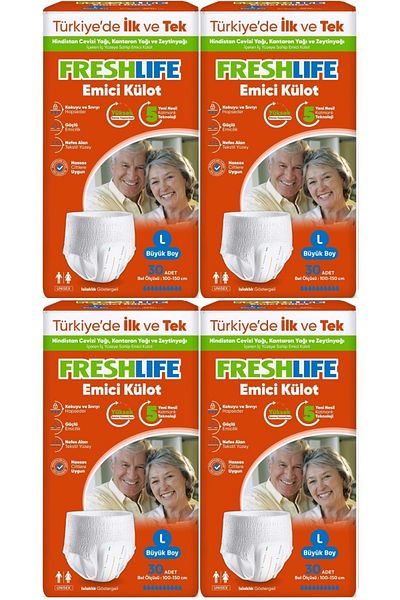 Freshlife Patient Diapers Large Absorbent Panties - Large - L 120 Pieces (4Pk*30)