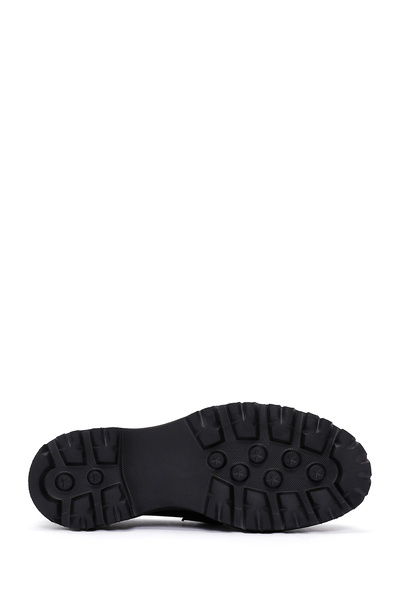 Derimod Kadın Siyah Zincir Detaylı Deri Maskülen Loafer 24WFD180522
