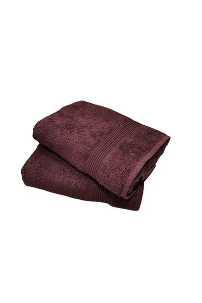 Kotonia Home Set of 2 Deco Bath Towels - 50x90 Cm, 100% Cotton, Brown