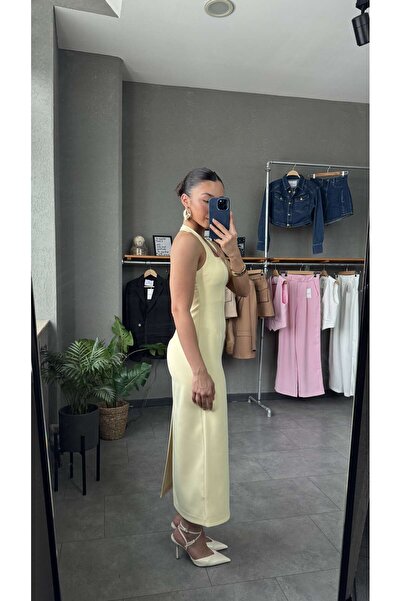 YOUR NAME Boyundan Askılı Midi Elbise