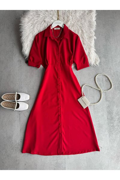 modabetce Midi Length Buttoned Dress