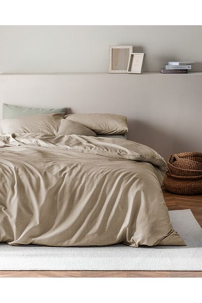Madame Coco Odette Einzelbettbezug-Set, 100 % Baumwolle, Ranforce-Druck, Beige