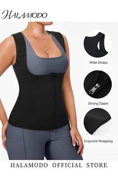 HALAMODO Womens' Sauna Suit Workout Sweat Body Shaper Waist Trainer Waist Trimmer Fitness Corset Waist Cinche