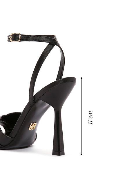 Derimod Black Leather Thin Heeled Sandals - Ankle Strap 24sfd 160218