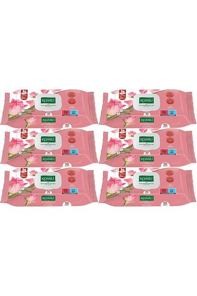 Komili Wet Towel Wipes 90 Sheets Rose Scented (Set of 6) with Practical Cover (540 Sheets)