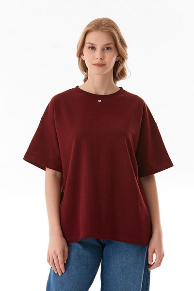 Fulla Moda Tricou oversize cu accesoriu inimă