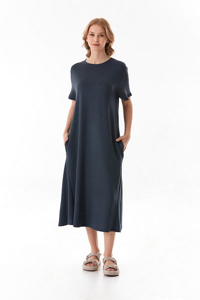 Fulla Moda Βασικό φόρεμα με λαιμόκοψη με τσέπη από Lycra