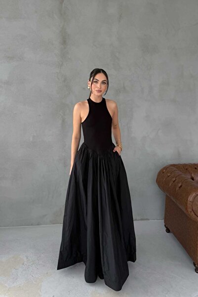 Seda Yalçın Atelier Black Back Detail Taft Dress