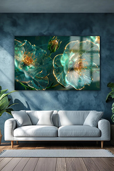 TAULART Zeleno zlato detaljan horizontalni cvetni stol od nelomljivog luksuzn...